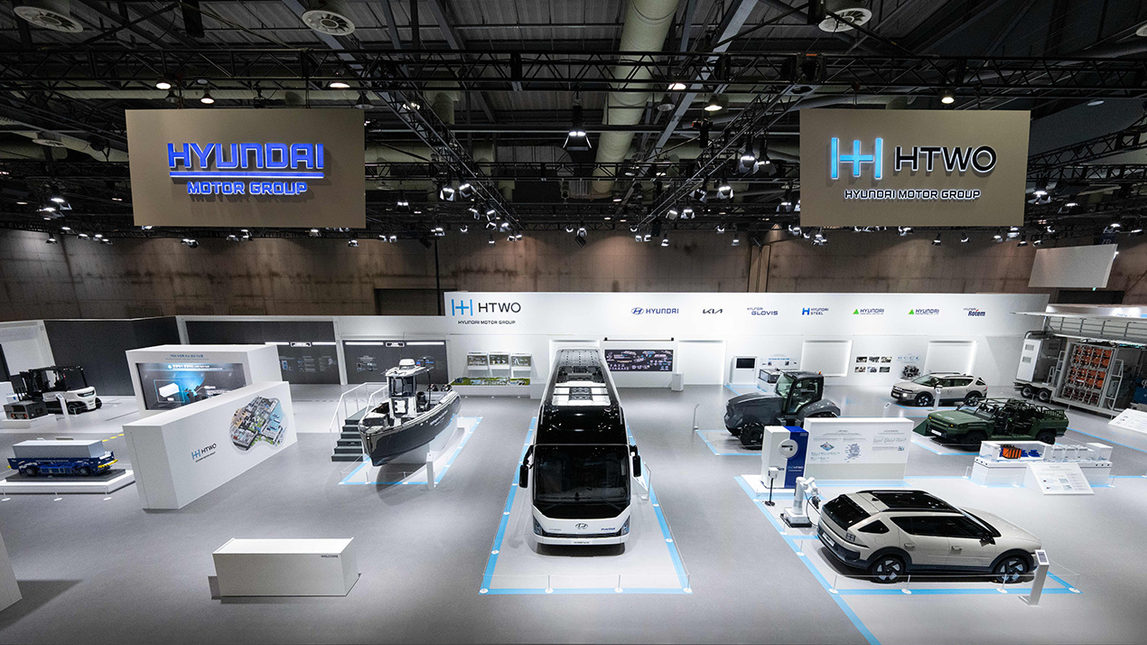 Hyundai Motor Company, Kia, Hyundai Steel, Hyundai Engineering & Construction, Hyundai Engineering, Hyundai Glovis, and Hyundai-Rotem, is showcasing innovative hydrogen technologies under the Hyundai Motor Group’s dedicated hydrogen brand and business platform HTWO.