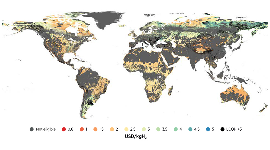 Global Map of Levelised Cost of Green Hydrogen in 2030 and 2050