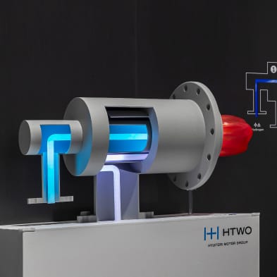 현대자동차그룹(HTWO)의 수소버너 작동 원리를 소개하는 목업 전시물